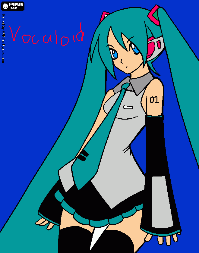 miku hatsune vocaloid para colorear