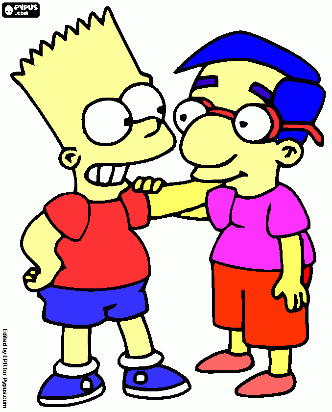 milhouse y bart para colorear