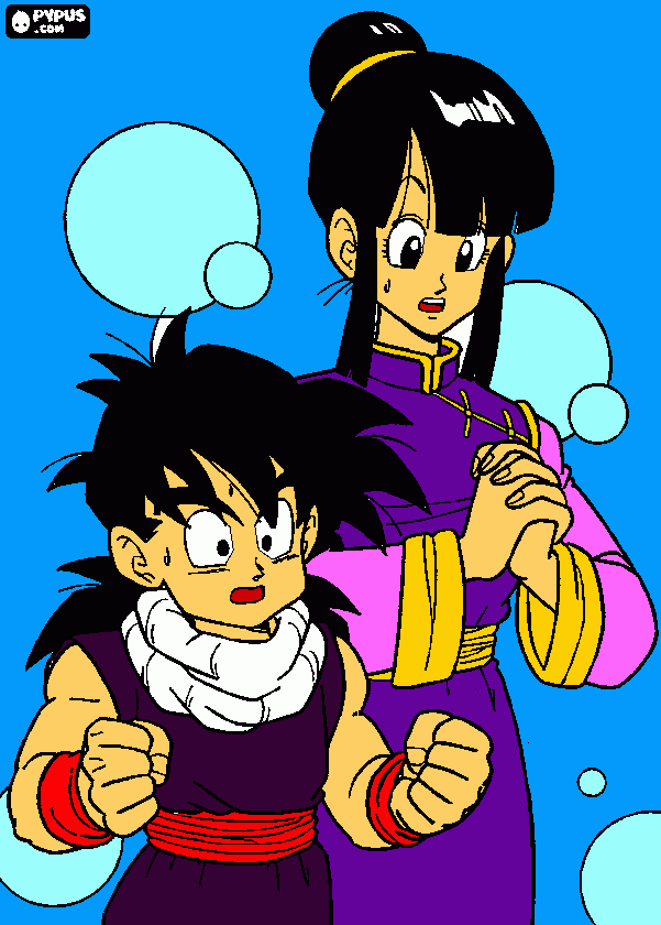 Milk y Gohan para colorear