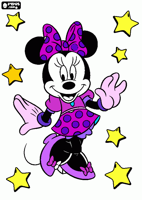 mimi mouse entre las estrellas para colorear