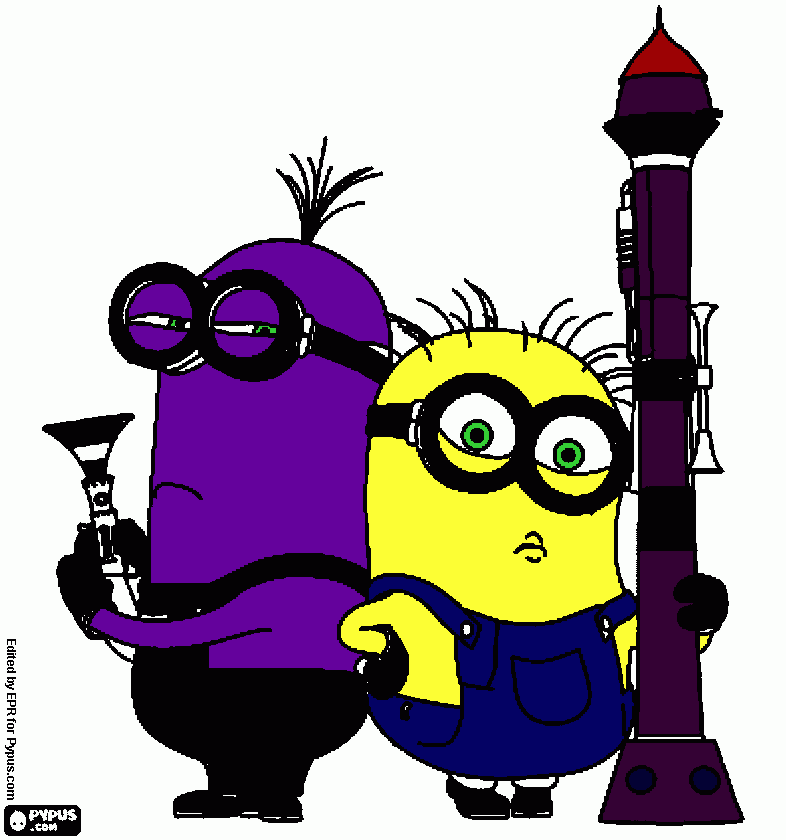 minions armados para colorear