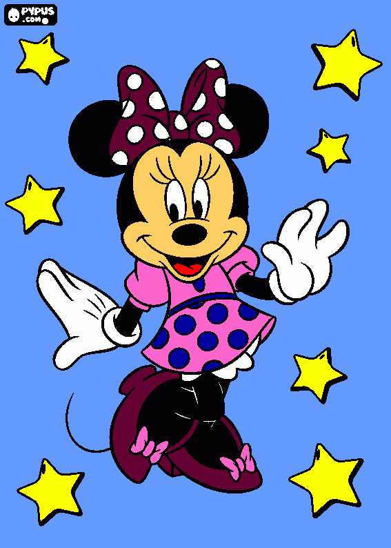 minnie con estrellitas para colorear