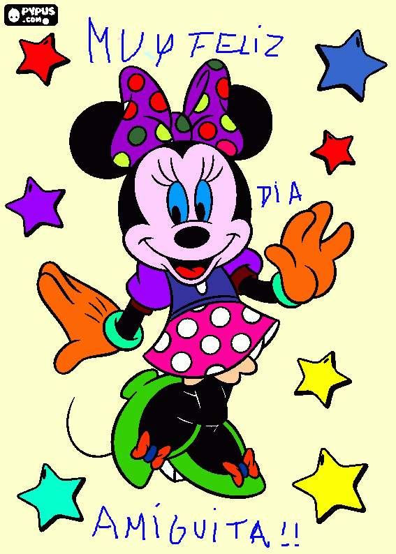 minnie dia del amigo para colorear