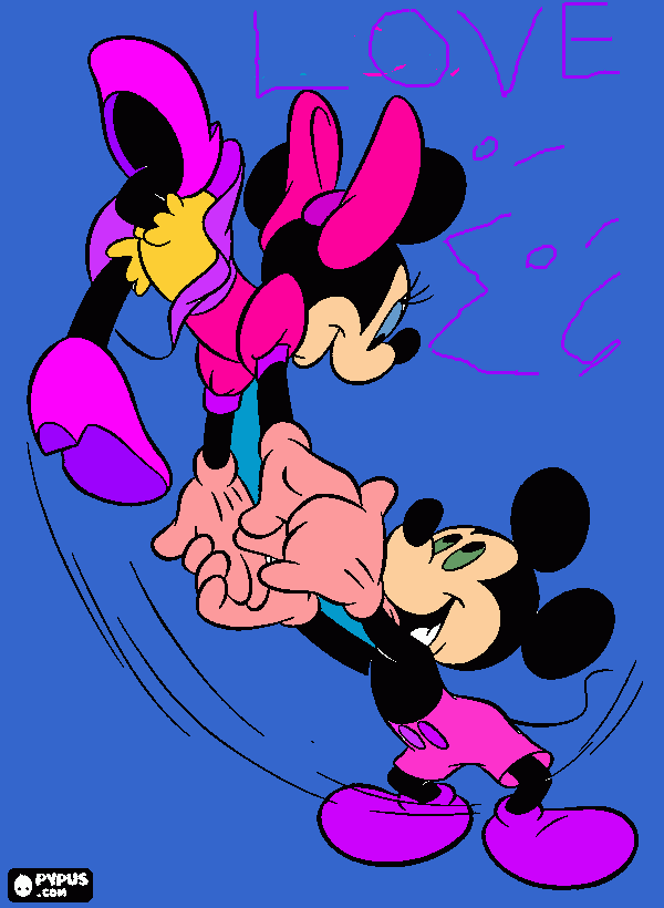 minnie y mickey love  para colorear