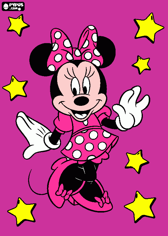 minnie y sus estrellas magicas para colorear