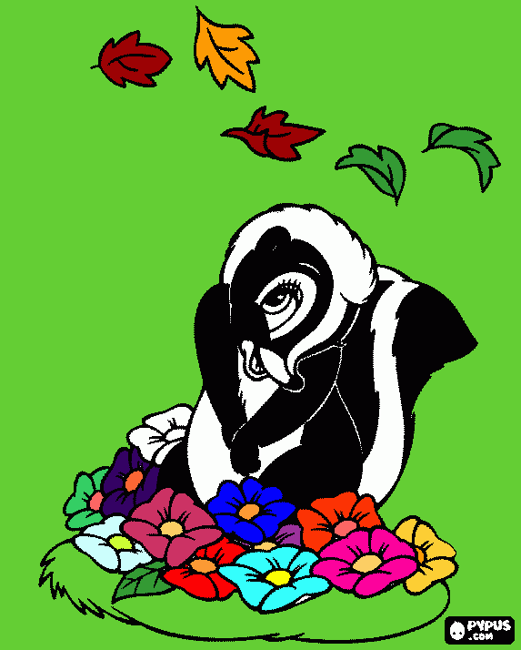 mofeta con sus flores para colorear