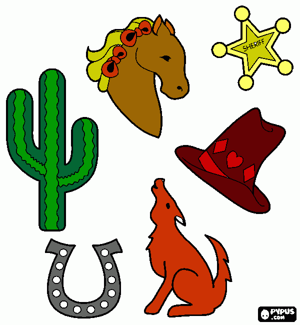 motivos far west para colorear