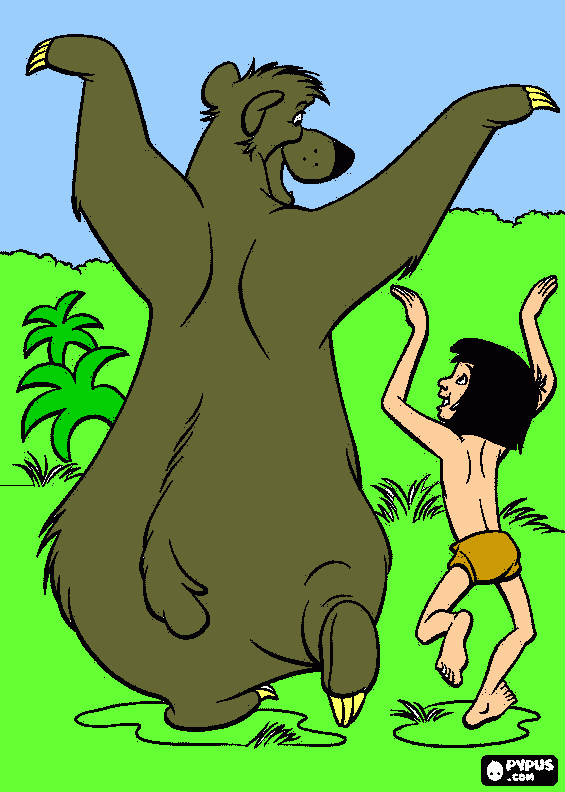 mowgli con balu para colorear