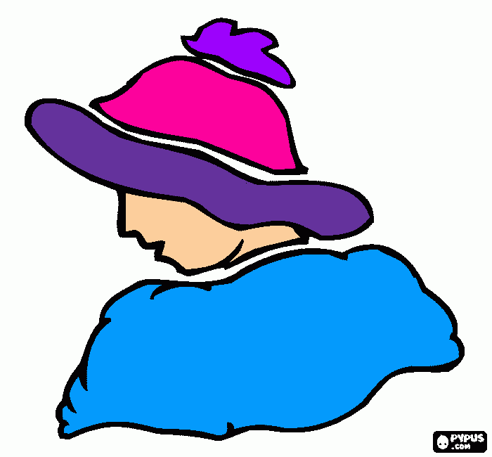 mujer con sombrero para colorear