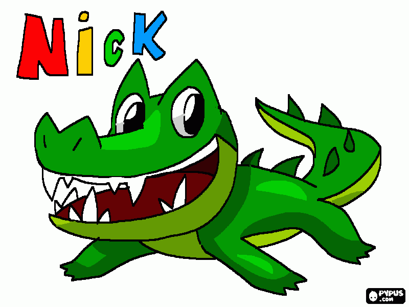 Nick, El cocodrilo de Diverland para colorear