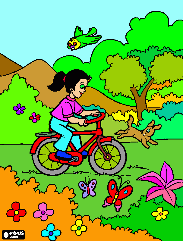 NIÑA Y PAISAJE para colorear