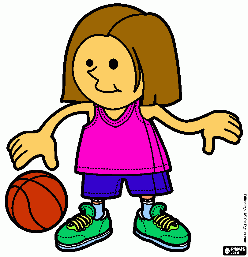 niña basquet para colorear