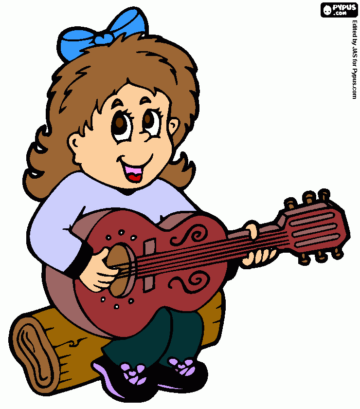 niña guitarra para colorear