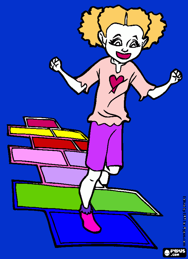 Niña jugando golosa- Rayuela. para colorear