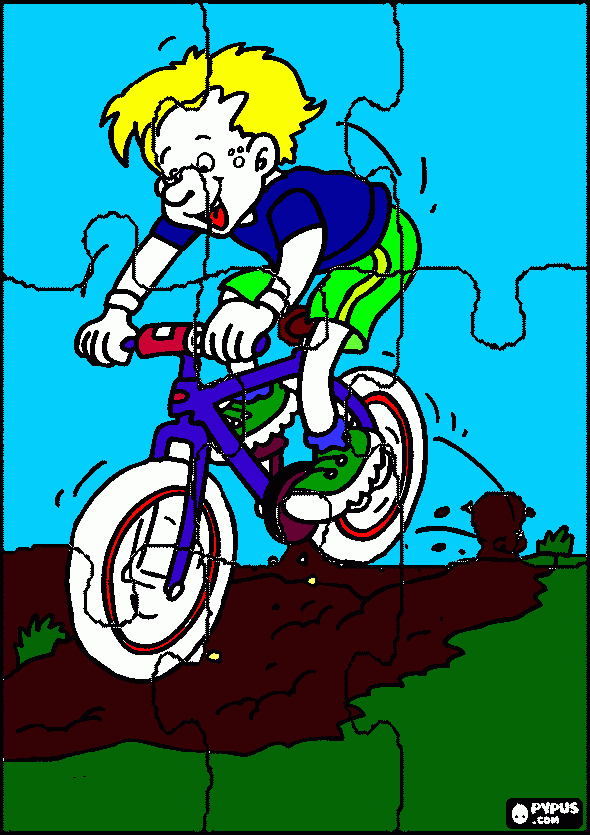 niño andando en bicicleta para colorear