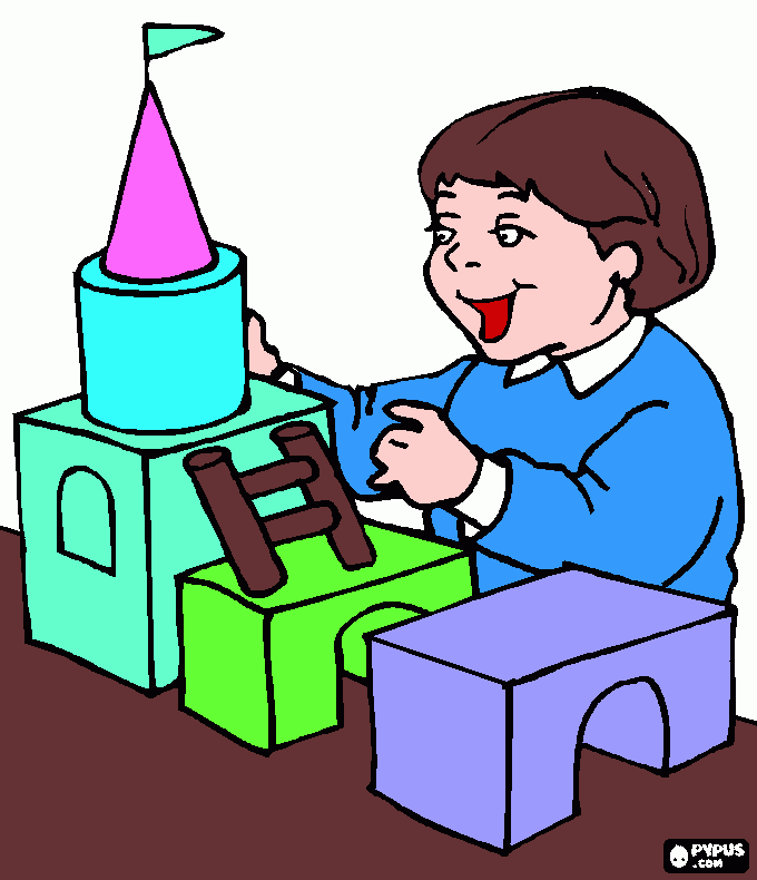 niño con legos para colorear