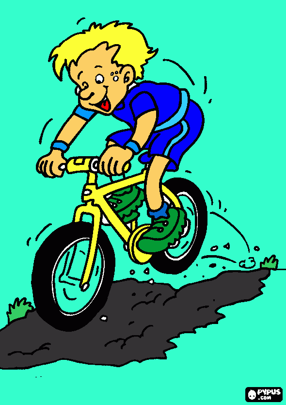 niño en bicicleta para colorear