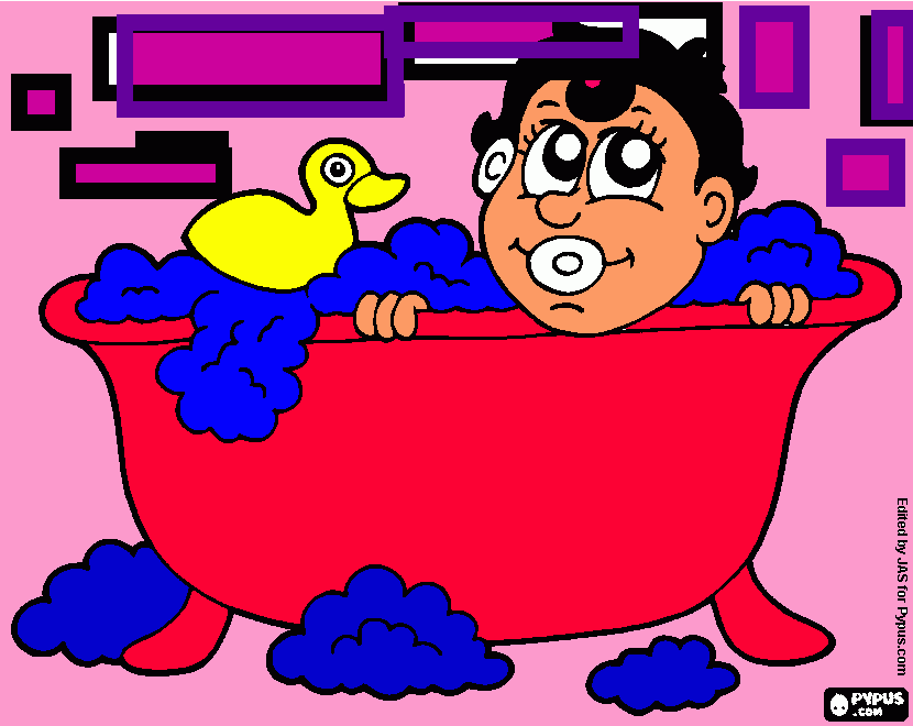 Niño en el baño para colorear