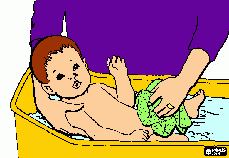 Niño en la bañera para colorear