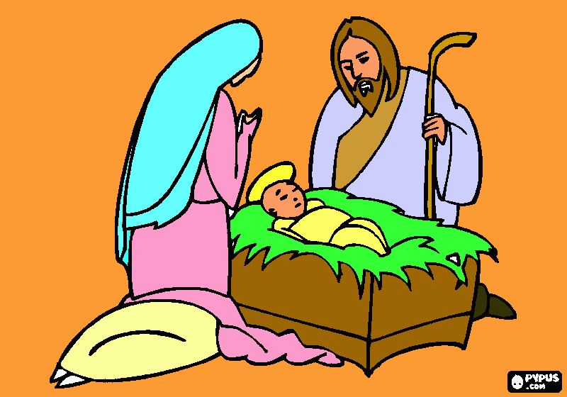 niño jesus en el pesebre para colorear