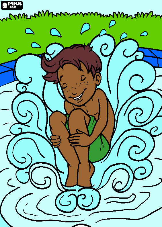 niño nadando para colorear