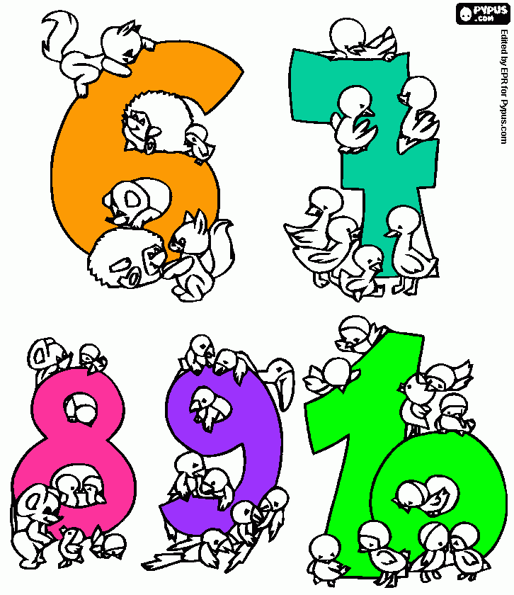 numeros del 6-10 para colorear