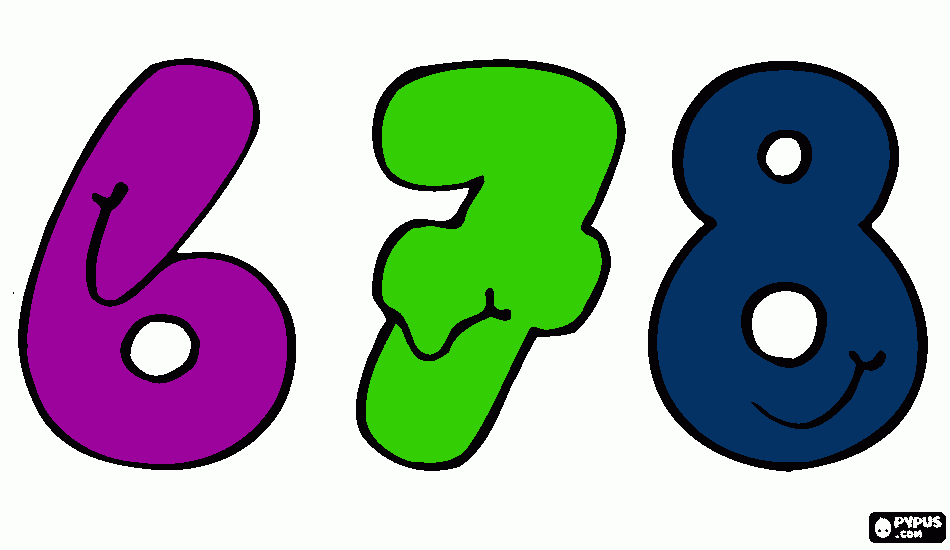 números 6 a 8 para colorear