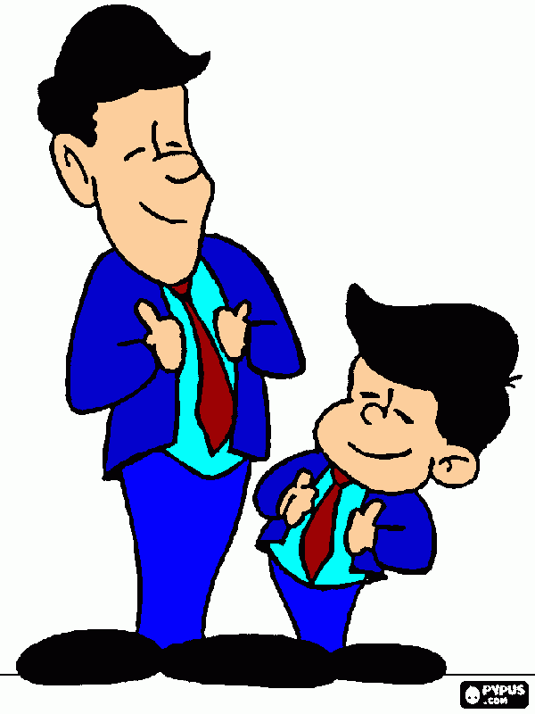 padre e hijo orgullos con el mismo traje para colorear