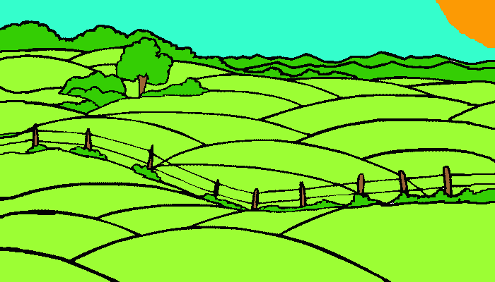 paisaje de campos para colorear