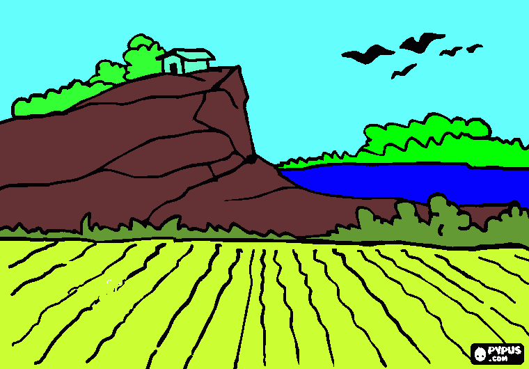 paisaje de la escuela para colorear