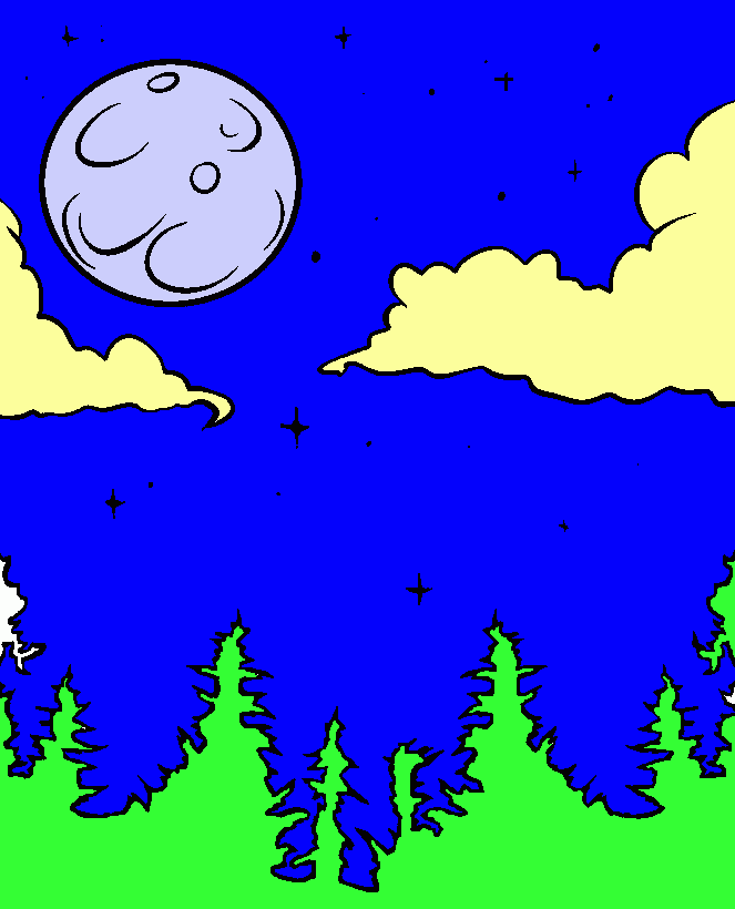 paisaje nocturno para colorear