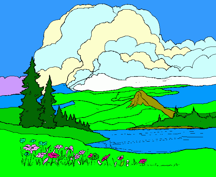 paisaje nublado para colorear