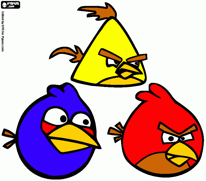 pajaros enojados para colorear