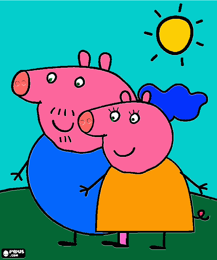 papa cerdito y mama cerdito estan en un dia de de campo son los padres de pepa y georch para colorear