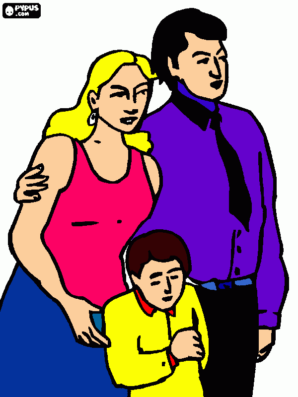 papa , mama , hijo para colorear