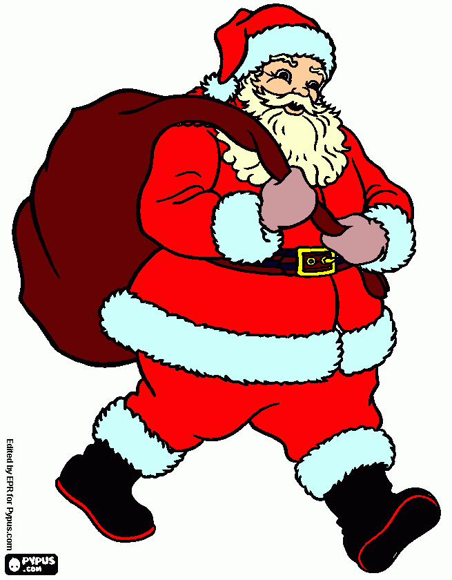 papa noel que esta preparandose para el vuelo para colorear