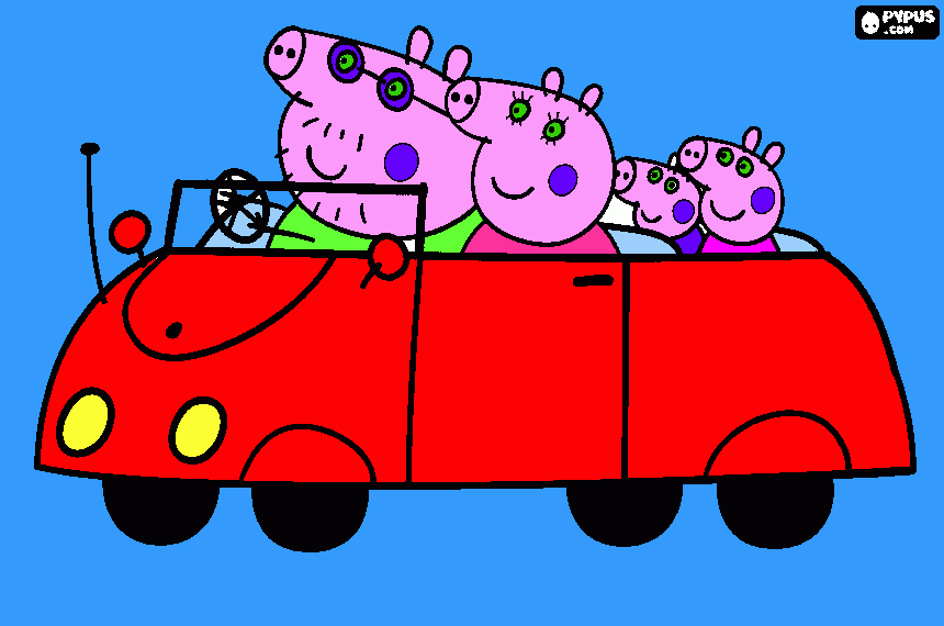 papa pig mama pig gorge y peppa para colorear