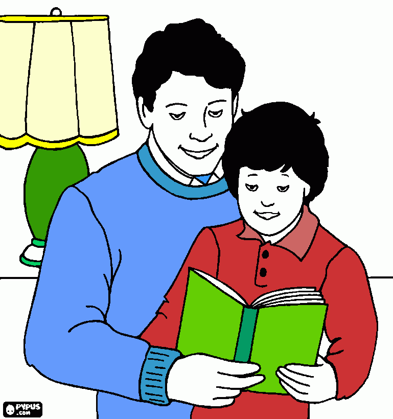 Papá e hijo para colorear