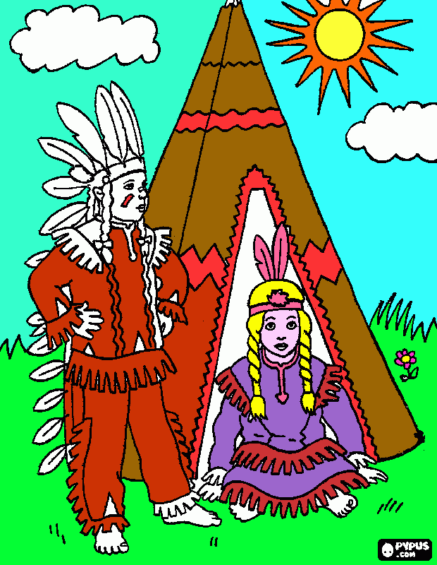 PAREJA DE INDIOS para colorear