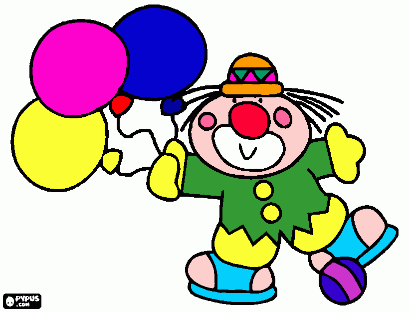 Payaso con bombas para colorear