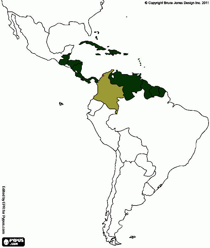 Países de la Región Caribe para colorear