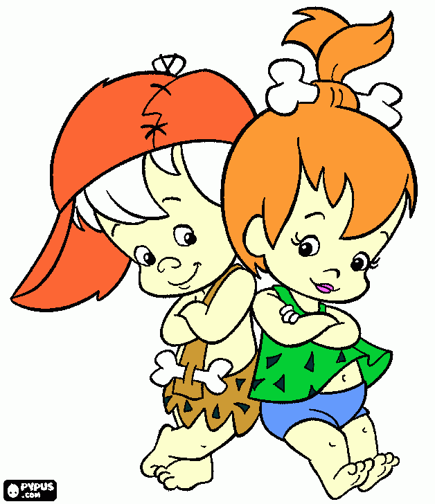 PEBBLES Y BAM BAM para colorear