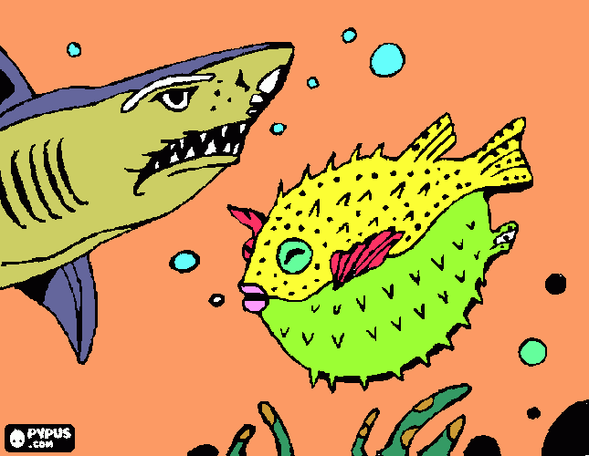 Peces dibujados por Sergio para colorear