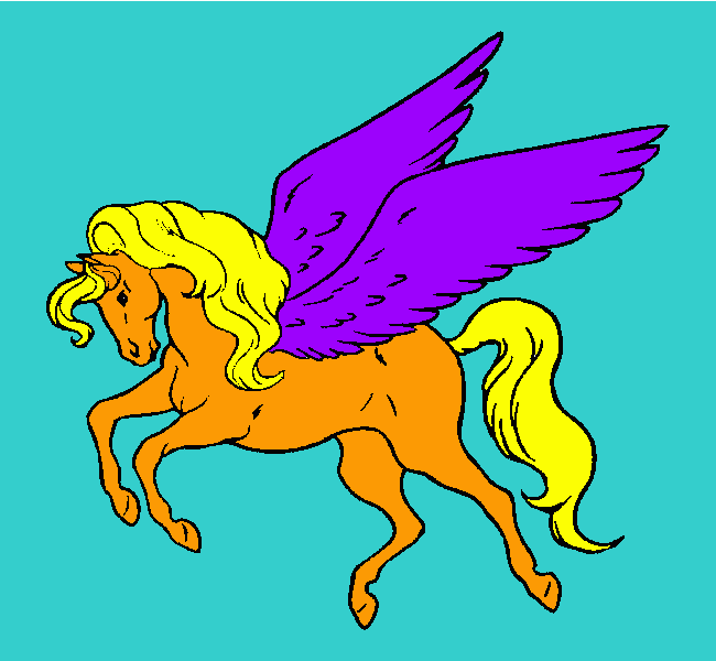 pegaso, un caballo llamado asi en la mitologia griega. para colorear