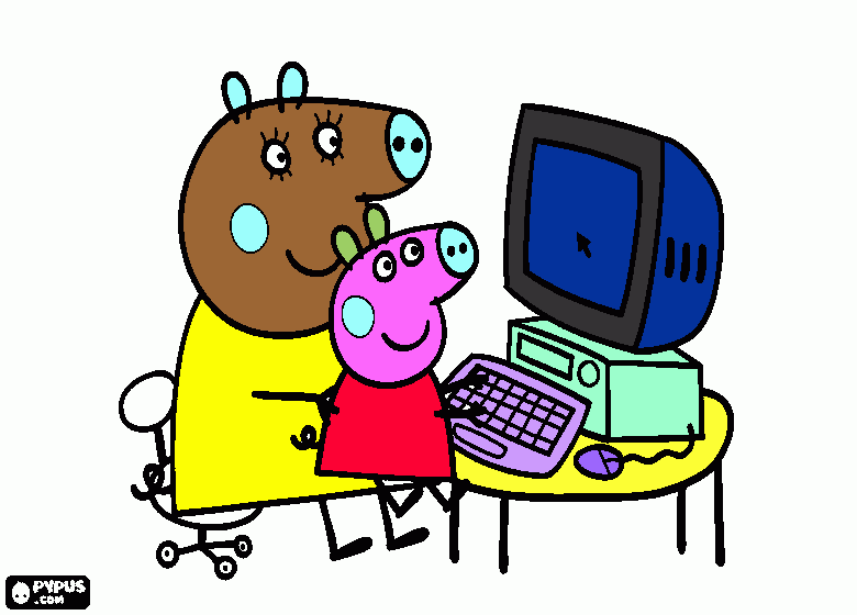 pepa pig con su mami pig para colorear