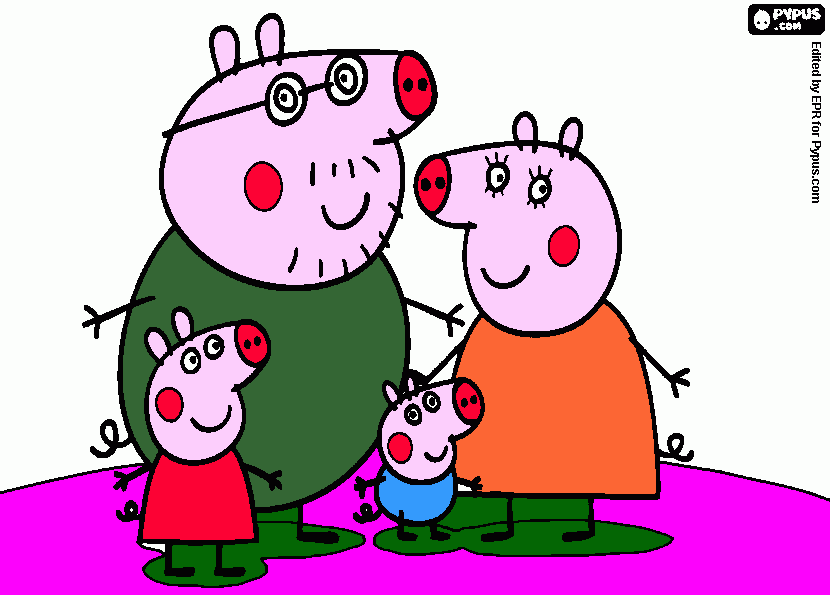 pepapa pig la familia  para colorear