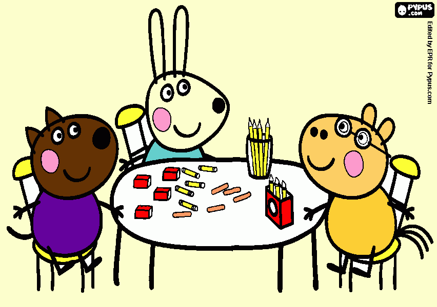 peppa con sus amigos(a) para colorear