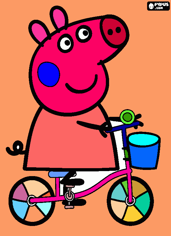 peppa en bici para colorear