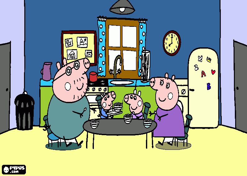 peppa en familia para colorear