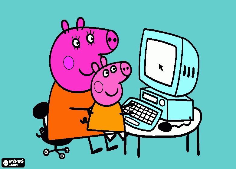 Peppa pig con su mamá para colorear